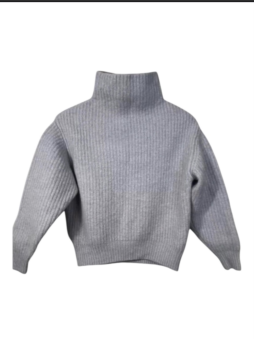 Aritzia Wilfred Montpellier 100% Wool Ribbed Turtleneck Sweater Gray S